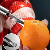 1pc Heavy Duty Stainless Steel Citrus Peeler with Ergonomic Curved Handle & Blade Reusable Metal Orange & Lemon Peeler with Non Slip Base Restaurant Commercial Use Easy Peel Durable & Hygienic Fruit Peeler Ideal For Home & Professional Kitch