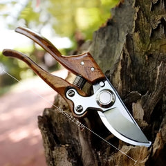 Heavy Duty Carbon Steel Gardening Pruning Shears with Ergonomic Non Slip Handle & Sharp Serrated Blades Professional Florist Clippers Manual Hand Pruners for Trees Shrubs Hedges Roses Flowers Durable Metal Construction with Locking Mechanism & Sh