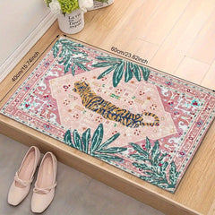 1Pc Tiger And Plant Pattern Printed Doormat Entryway Dining