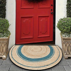 1pc Boho Geometric Printed Semi Circle Door Mat Durable Non Slip Backing Washable for High Traffic Areas Ideal for Mother'S Day & Easter Spring Decor Indoor Use Washable Area Mat|Boho Chic Decor|Durable Backing Washable Area Mat 2D Flat Half Ci