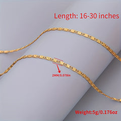 16 30inch 2MM Wide Fashion Luxury Men Women Fashion Solid Embossed Flat Chain Necklace Fine Jewelry