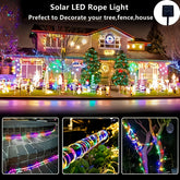 1pc solar rope tube light 8 lighting modes LED fairy ring suitable for DIY decoration perfect for courtyard garden terrace fence tree trampoline wedding birthday party Christmas decoration light string that meets 11 holiday needs