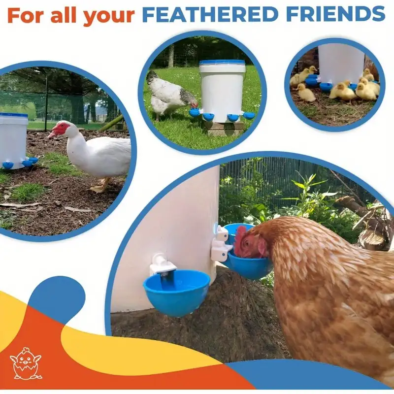 5-Pack Large Blue Automatic Chicken Drinkers - Smooth Flow, Effortless, Weatherproof And Leakproof P