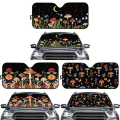 1pc Universal Fit PE Polyethylene Car Windshield Sun Shade Mushroom Design UV Sun and Heat Reflector with Buckle Closure Cooling Vehicle Accessory