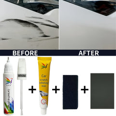 Universal Car Scratch Repair Pen for All Vehicle Models Quick Fix for Scratches in White Black Pearl White Gray Red Blue Rust Proof Touch Up Paint Pen with Scratch Remover Wax Set 1: Paint Pen + Repair Wax + Sponge + Sandpaper Set 2: