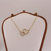 1pc Elegant Japanese & Korean Style Golden Plated Double Heart Necklace with Sparkling Rhinestones Chic Clavicle Chain for Daily Wear & Parties Valentine'S Day Gift Valentine Jewelry|Elegant Necklace|Zinc Alloy Necklace