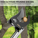 AIRAJ Heavy Duty Retractable Pruning Shears with Extended Pole 1m/39" Reach Stainless Steel Garden Shears with Shock Absorbing Ergonomic Handles for Tree Trimming Hedge Shrub Fruit Trees Professional & Home Gardening Tools Garden Pruning Shears