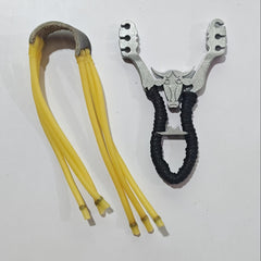 High power aluminum alloy slingshot with rubber band suitable for hunting and fishing black and yellow design durable outdoor throwing tool precise shooting and fishing