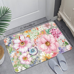 1Pc Floral Pattern Anti Slip Washable Door Mat Spring