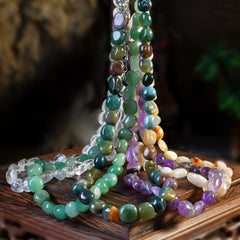 Handmade Boho Natural Stone Bead Necklace Multicolor Irregular Smooth Gemstones Lightweight Choker for Women Vacation & Everyday Jewelry Bohemian Summer Fashion Accessory Boho Jewelry Elegant Bead Design