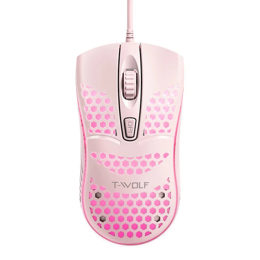 T-WOLF Thunder Wolf V15 Hole Mouse Hollow Honeycomb Wired USB Luminous Game Office Home Computer Cross-Border