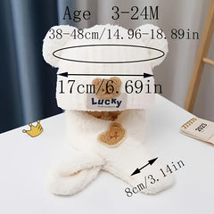 's Autumn and Winter Bear Knit Hat Unisex Warm Pullover Cap and Scarf Set