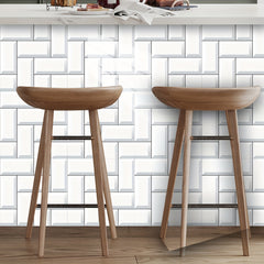 10 Pack Self Adhesive Vinyl Tile Panels Peel & Stick Waterproof Removable White/Gray/Beige/Black/Brown/Grayish White Brick Like Tiles Horizontal/Vertical/3D Look Floor & Wall Covering for Kitchen Bathroom Renters Easy Installation
