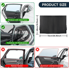 2pcs Black Car Window Shades UV Blocking Heat Insulating Magnetic Privacy Curtains for Side Windows Ideal for Camping & Outdoor Adventures Camping Essentials | Star Pattern Design | Nonwoven Fabric