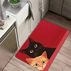 A Flannel Welcome Mat for The Entrance Featuring a Design with Two Cute Cats Weighing 450G/㎡ 10Mm Thick And Easy to Clean Suitable for Indoor And Outdoor Decoration Entryways Living Rooms Bedrooms Offices Kitchens Bathrooms And Hallways.