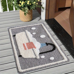 1Pc Flannel Doormat Bathtub Design 450G/㎡ 10Mm Thickened For