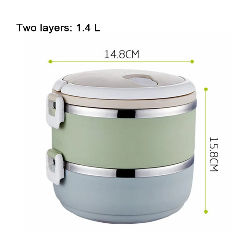Stainless Steel Bento Gradient Color Seal Lunch Box Round Shape Portable Kids Food Container Picnic Travel For School