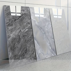 36pcs Peel & Stick Large Marble Tile Sheets Glossy PVC/PE Vinyl Ceiling & Wall Panels with Bohemian Cloud Pattern /// Bathroom Splashback Wood Floor Covering (Easy Installation)