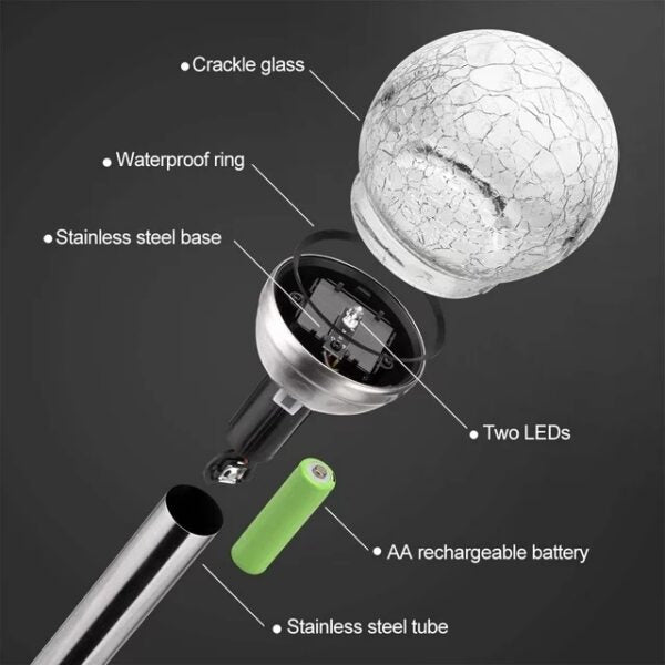 Aerbes AB-TY67 Solar Powered Cracked Glass Effect RGB And White 6 pcs