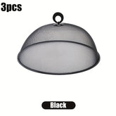 3pcs Heavy Duty Metal Mesh Food Covers with Black Frame 30cm Round Reusable Insect Proof Dome Lids Heat Resistant & High Quality for Outdoor BBQ Picnic Camping Kitchen Dishwasher Safe Scratch Resistant Table Protectors (Compatible with Serving Di