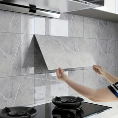 36pcs Peel & Stick Large Marble Tile Sheets Glossy PVC/PE Vinyl Ceiling & Wall Panels with Bohemian Cloud Pattern /// Bathroom Splashback Wood Floor Covering (Easy Installation)