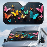 1pc Colorful Butterfly Dance Picture Print Car Sunshade – Stylish & Foldable Keeps Your Vehicle Cool Easy to Install with 4 Suction Cups Space Saving for SUVs Sedans Vans & Trucks