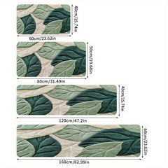 1Pc Spring Green Leaf Pattern Flannel Door Mat 100%