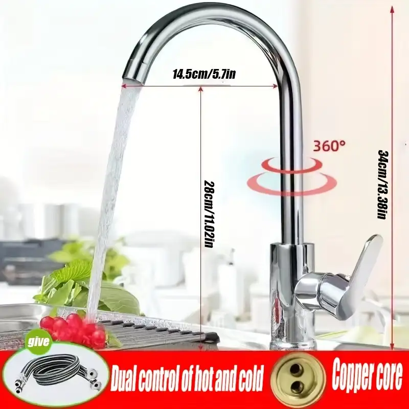 1pc Single Hole Copper Kitchen Faucet Kitchen Faucet Sink Vegetable Washing Basin Stainless Fine