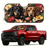 1pc Floral Dachshund Dog Art Pattern Car Windshield Sunshade Compact & Portable Polyester Material Ideal for Roads Highways & Side Streets Perfect for Morning Routines & Weekend Excursions Sun Protection | Decorative Car Accessory | Polyester Fiber