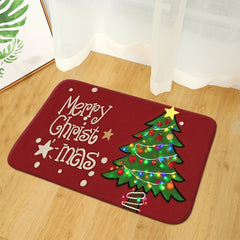 1/3pcs Christmas Red Background String Lights Christmas Tree Bathroom Three Piece Toilet Floor Mat Toilet Lid Mat Toilet Accessories Set Household Entrance Door Mat Bathroom Non Slip Absorbent Carpet
