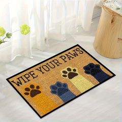1pc Paw Print Doormat Non Slip Indoor/ Entrance Mat with "Welcome" Lettering & Paw Prints Beige/Brown/Blue/Golden/Black Durable All Season Mat for Front Door Bathroom Living Room Pet Friendly Housewarming Gift for Dog & Cat Owners Machine Washabl