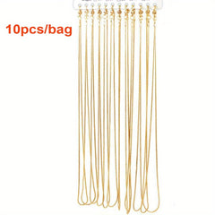 10pcs 40.64 76.2cm ROSE Golden / GOLDEN / PLATED SNAKE CHAINS PLAIN NECKLACES 10 PACKS WHOLESALE