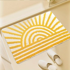 1pc Golden Sunburst Non Slip Door Mat Soft Polyester with Suede Backing Machine Washable Vibrant Rectangular Mat for Entryway Bathroom Kitchen Laundry Room Modern Home Decor & Mother’s Day Gift Bathroom Rugs Decorative Floor Covering