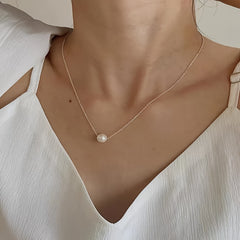 Vintage Boho Copper Chain Necklace with Imitation Pearl Pendant for Daily and Party Wear No Plating – Valentine's Day Gift Suitable for All Seasons