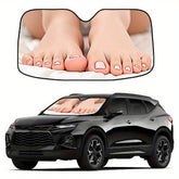 1pc Car Windshield Sunshade with Footprint Design UV Blocking & Heat Insulation Foldable Sun Shield with Privacy Window Fit for Sedans SUVs Hatchbacks Front Windshield Cover Ideal Christmas/Halloween Gift (Black/with Footprint Pattern) Easy Sto