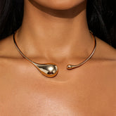 1 Fashionable Minimalist Cold Tone Water Drop Open Cuff Necklace for Women Stylish and Light Luxury High End Sense Heavy Necklace for Women Necklaces for Women High Quality Vintage Necklace Chain Necklace for Women Fashion Accessory Elegant Jewelry