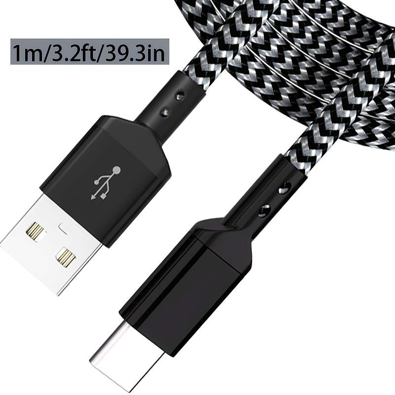 1pc 100cm USB to Type C charger Nylon Braided Fast Charging Data Cable