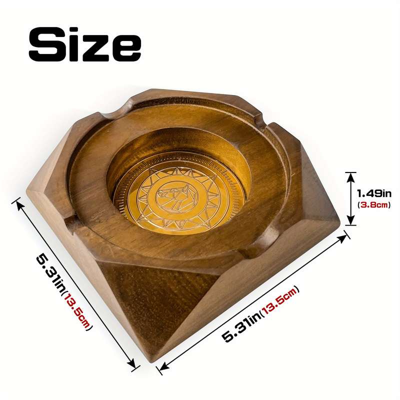 1pc Wooden Cigar Ashtray Vintage Square Ashtray