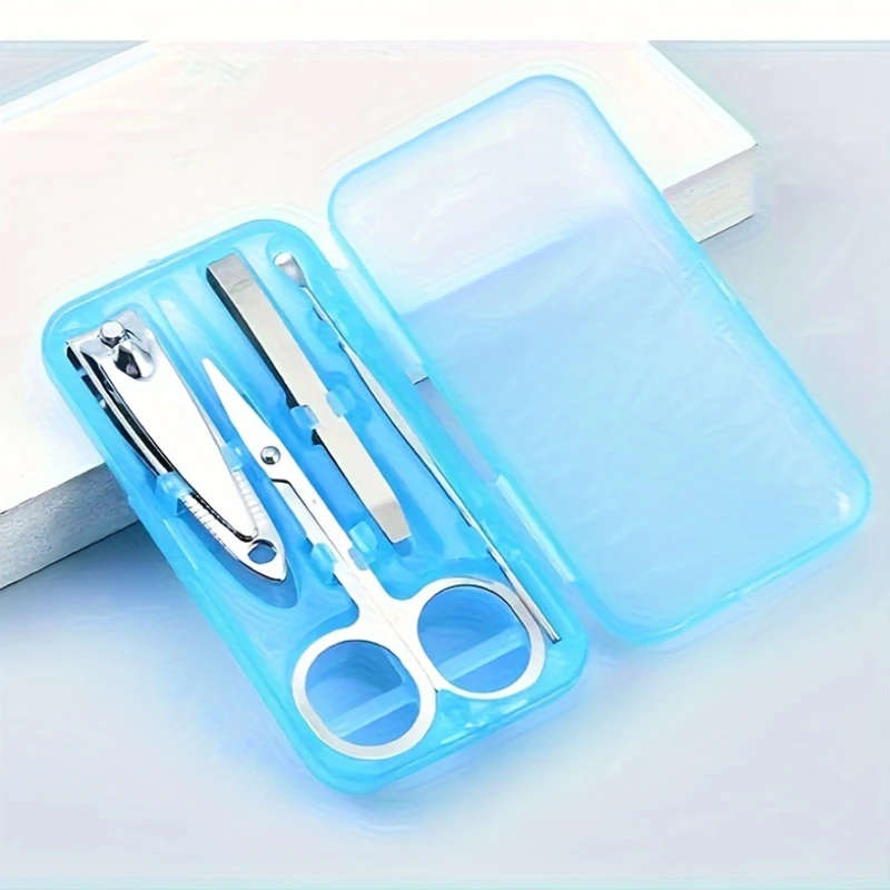 4pcs Professional Nail Clipper Set Stainless Steel Straight Blade Modern Style Unscented Includes Clippers Cuticle Trimmers Files with Storage Case for Home or Salon Use