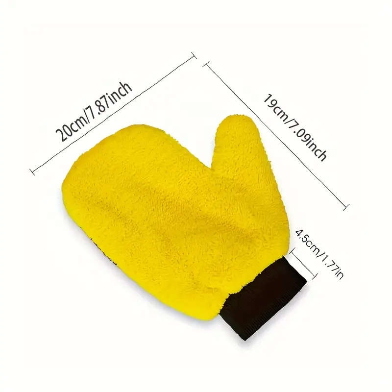 1pc Double-Sided Coral Thread Car Wash Gloves Polyester Chenille Wipe Towel Paint-Free