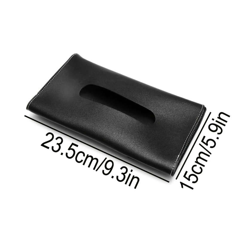 1pc Black PU Leather Car Visor Tissue Holder
