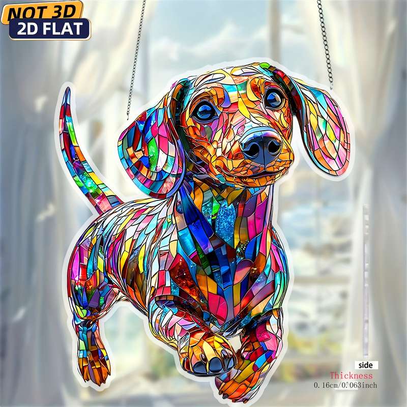 1pc 2D Flat Dachshund Sunshine Catcher 20.32cm x 17.02cm