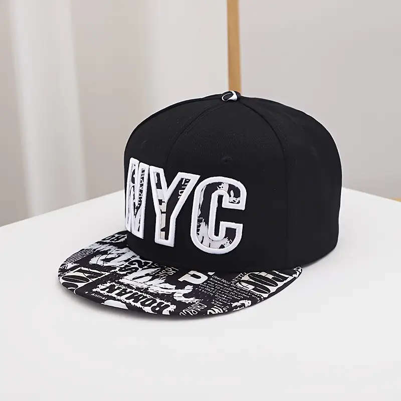 1pc Hat Men's Flat Brim Hat American Style Trendy Spring and Summer Black and White Flat Hat Hip Hop Hat Women's Couple Baseball Cap Autumn Color sent randomly