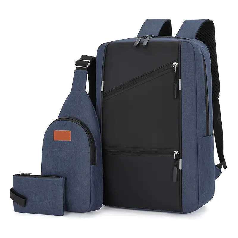 3pcs Business Backpack Shoulder Bag Korean Style Trendy Travel Casual Schoolbag Simple Fashion Computer Bag