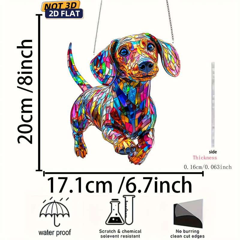 1pc 2D Flat Dachshund Sunshine Catcher 20.32cm x 17.02cm