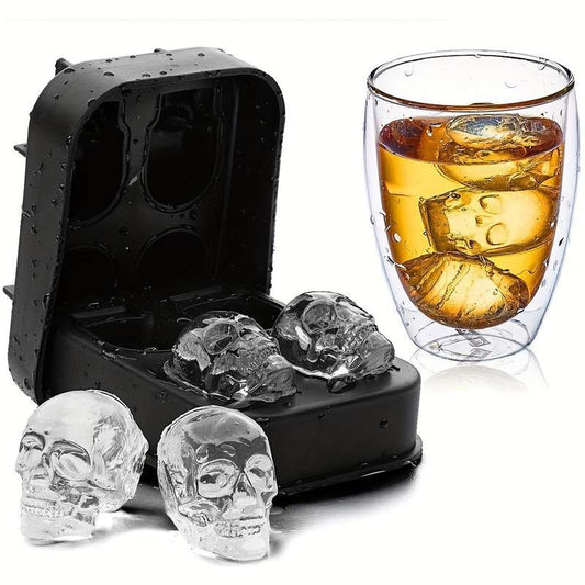 1pc Skull-Shaped Silicone Ice Cube Tray 4-Cavity