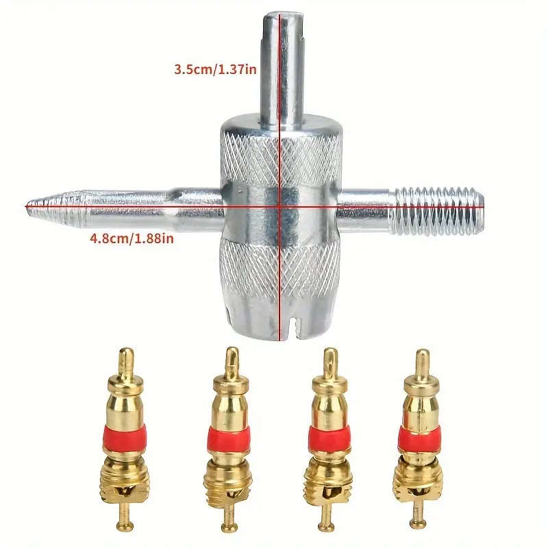 5pcs set Universal Tire Valve Repair Tool Set with 4 Copper Valve Cores Durable