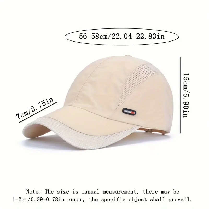 1pc Quick-Dry Baseball Cap Adjustable Moisture-Wicking Sun Hat