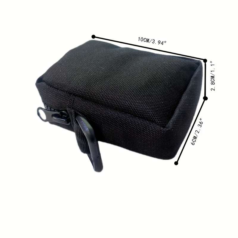 1pc Outdoor Canvas Waist Bag Black Oxford Cloth Secure Zippered Coin Pouch