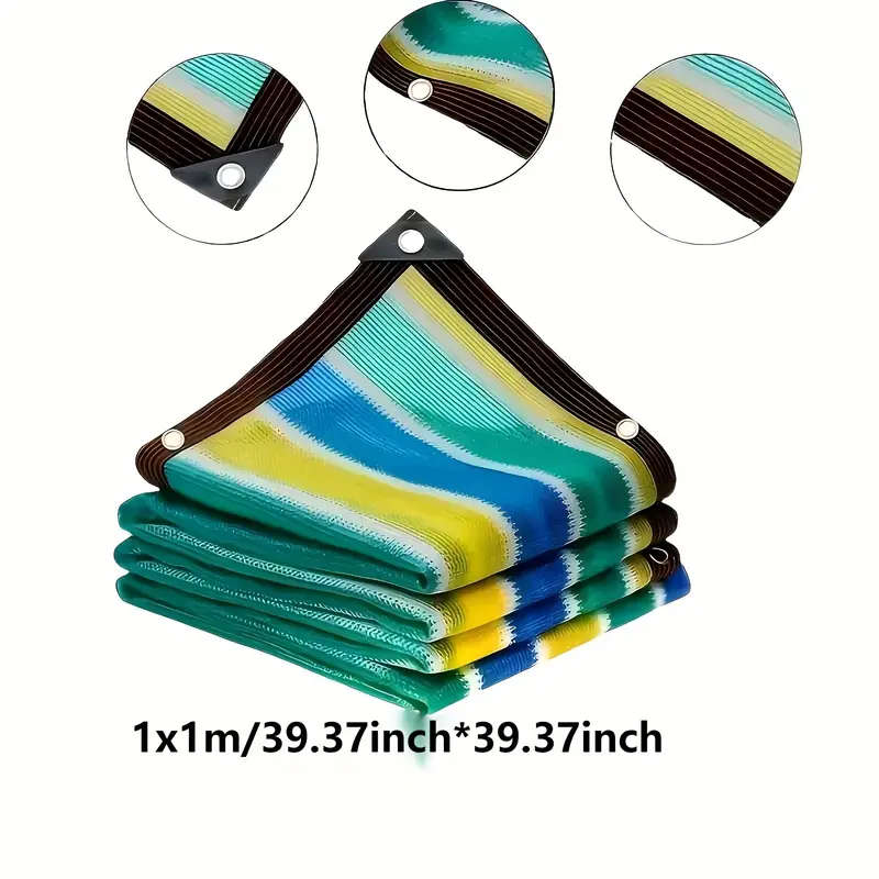 1pc Colorful Striped High-Density Breathable Sun Shade Net Size 100x100cm
